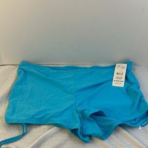 Catalina 3x swim bottoms boy shorts turquoise 22-24w tassel’s ruched sides new